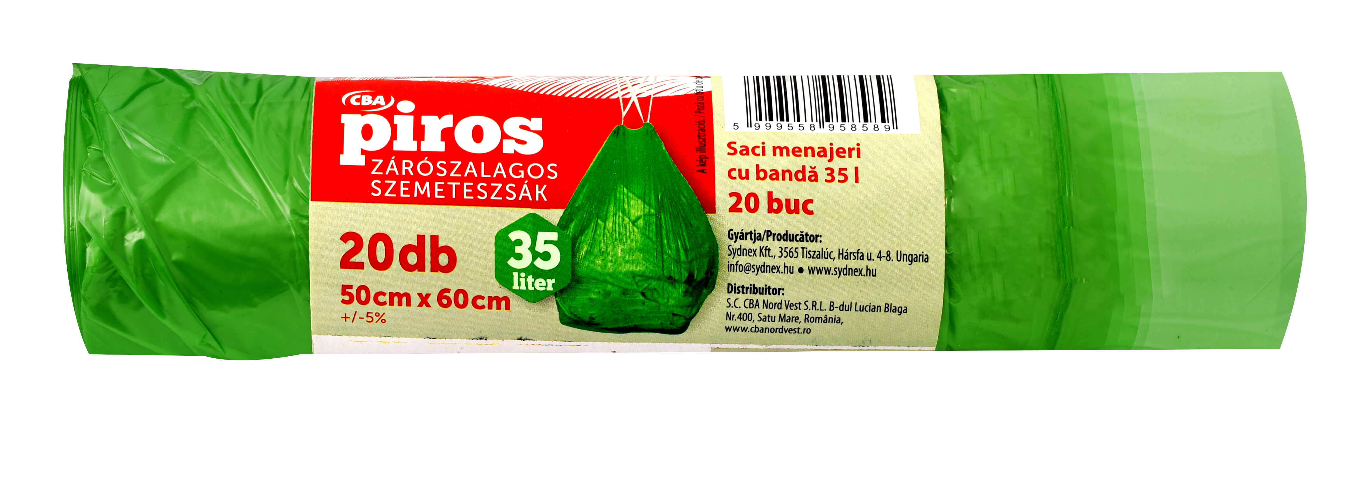 CBA Piros zárószalagos szemeteszsák 35 l/20 db